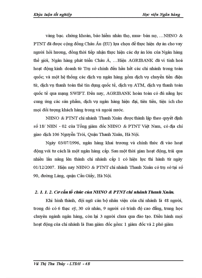 image for page Giải pháp phòng ngừa và hạn chế rủi ro tín dụng tại NHNo&PTNT chi nhánh Thanh Xuân