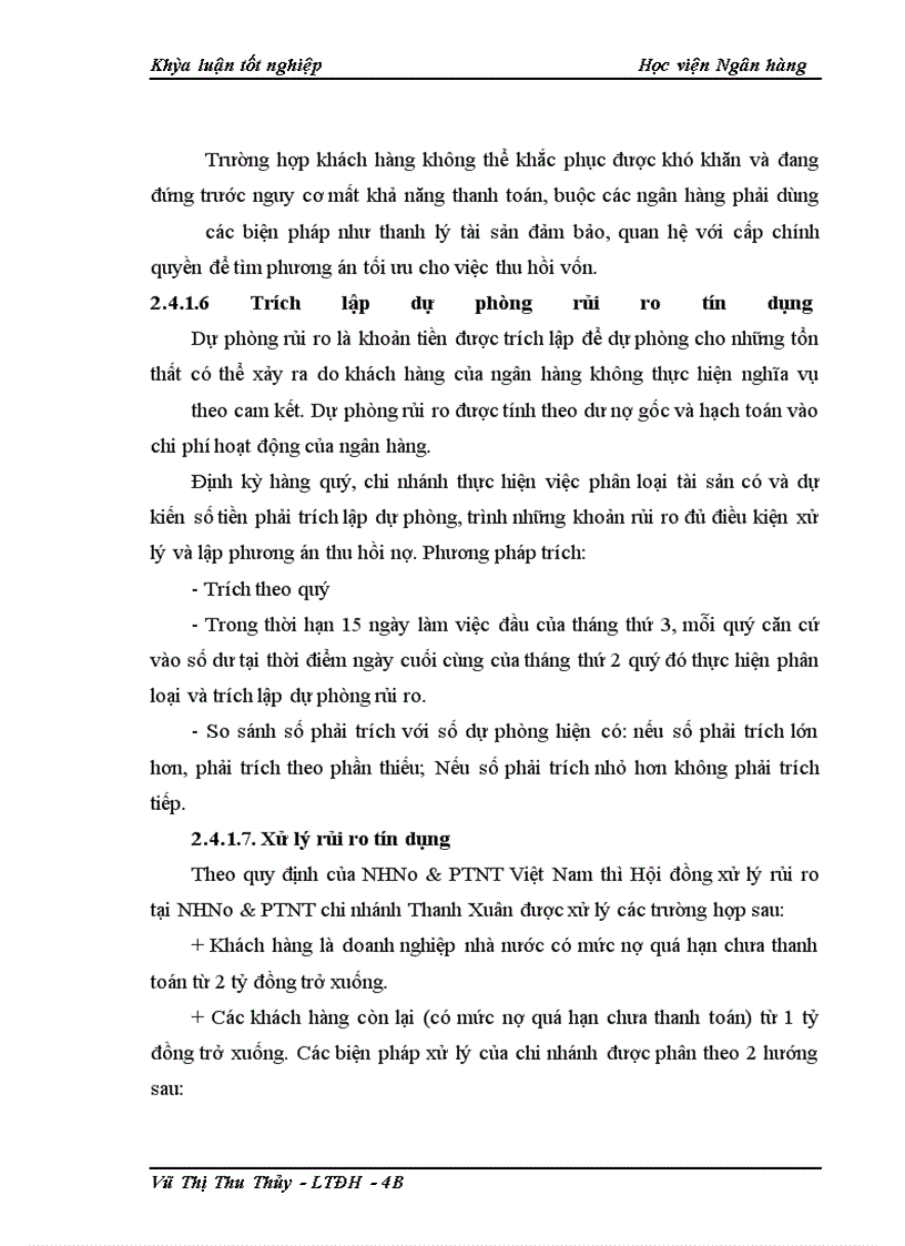 image for page Giải pháp phòng ngừa và hạn chế rủi ro tín dụng tại NHNo&PTNT chi nhánh Thanh Xuân