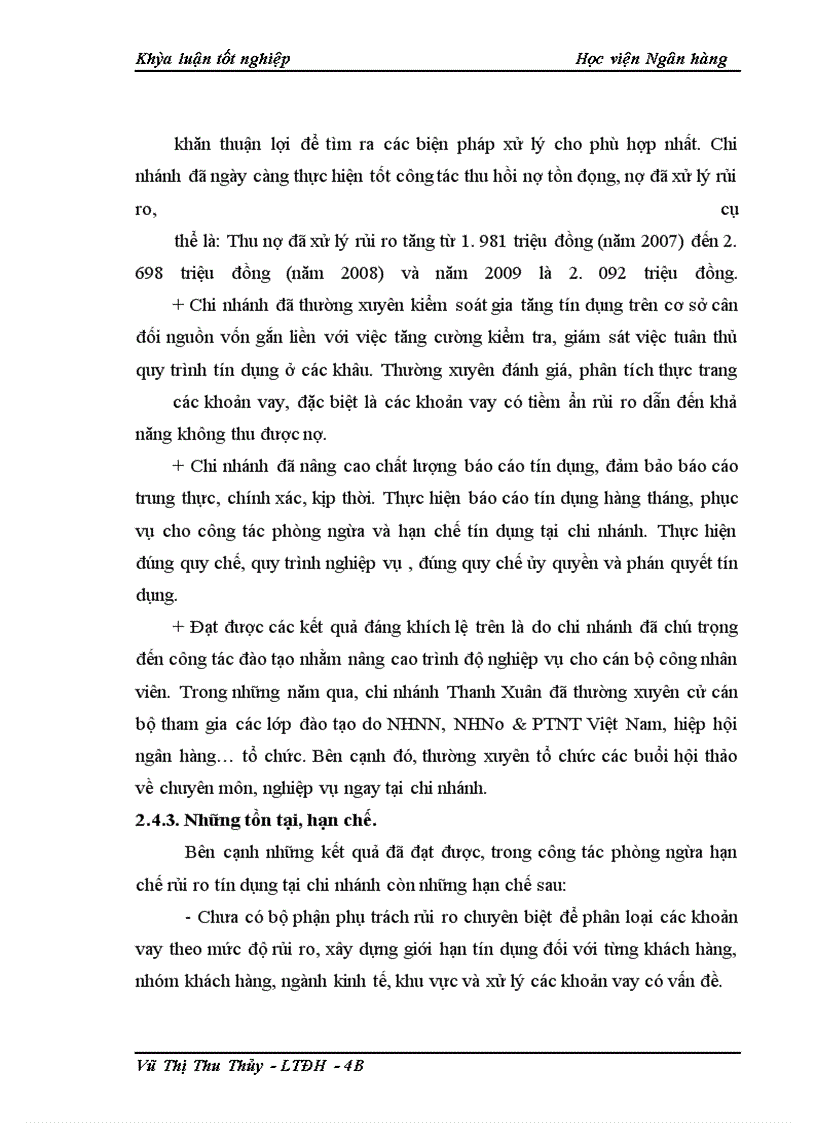 image for page Giải pháp phòng ngừa và hạn chế rủi ro tín dụng tại NHNo&PTNT chi nhánh Thanh Xuân