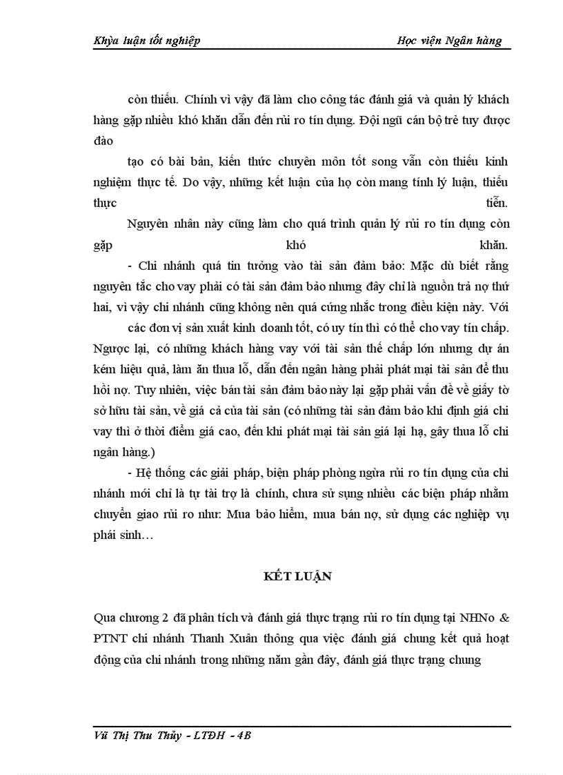 image for page Giải pháp phòng ngừa và hạn chế rủi ro tín dụng tại NHNo&PTNT chi nhánh Thanh Xuân