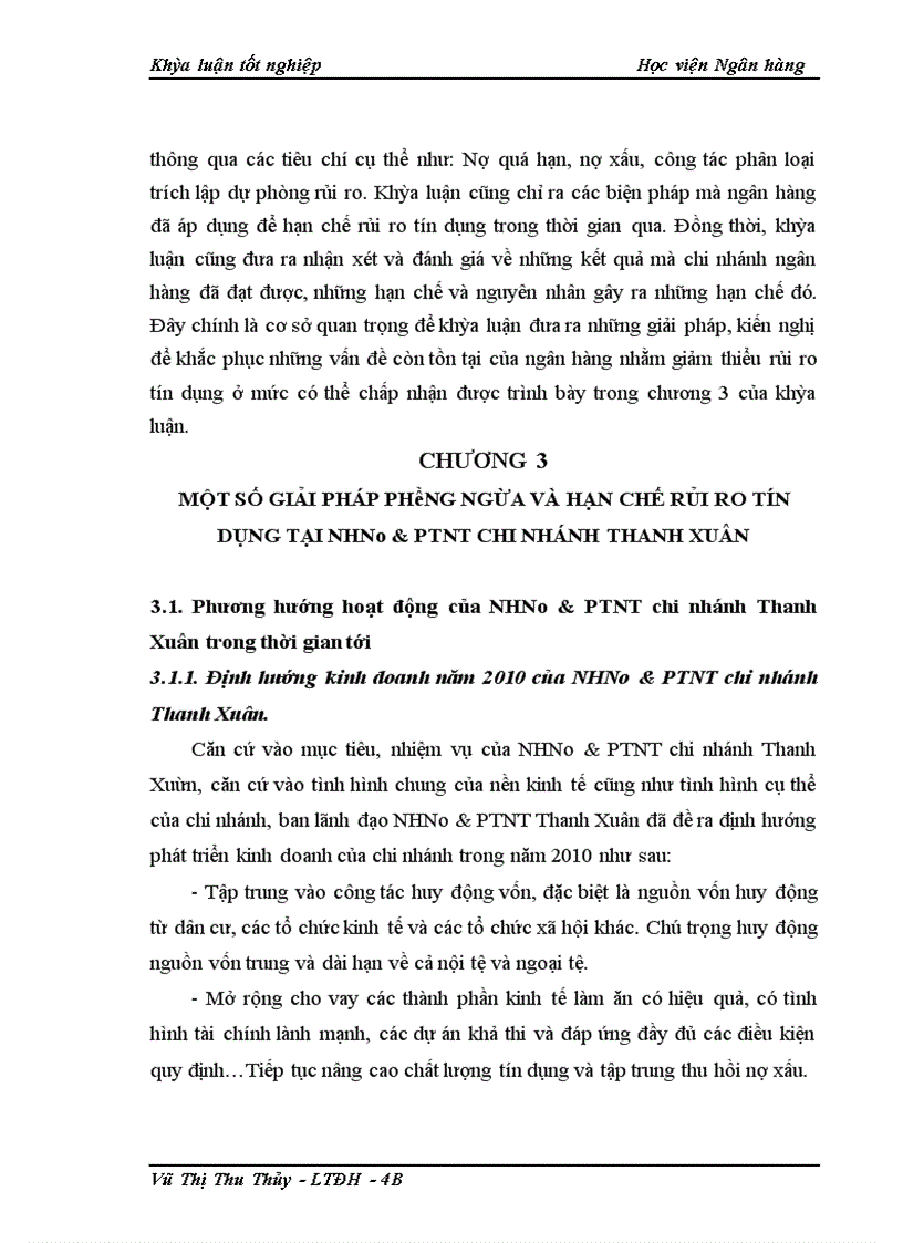 image for page Giải pháp phòng ngừa và hạn chế rủi ro tín dụng tại NHNo&PTNT chi nhánh Thanh Xuân