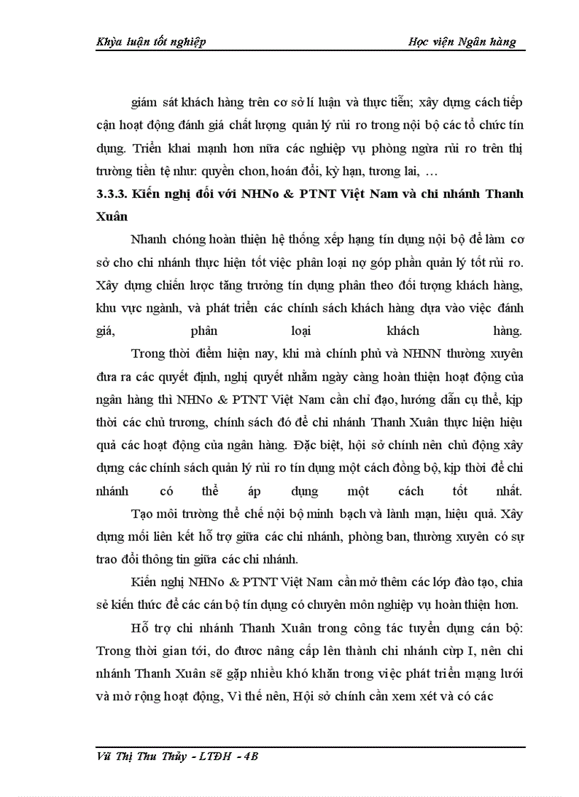 image for page Giải pháp phòng ngừa và hạn chế rủi ro tín dụng tại NHNo&PTNT chi nhánh Thanh Xuân