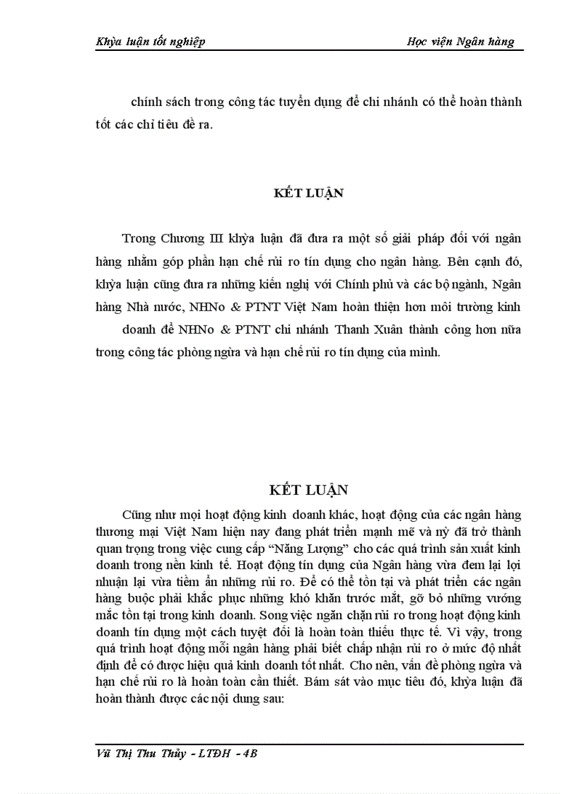 image for page Giải pháp phòng ngừa và hạn chế rủi ro tín dụng tại NHNo&PTNT chi nhánh Thanh Xuân