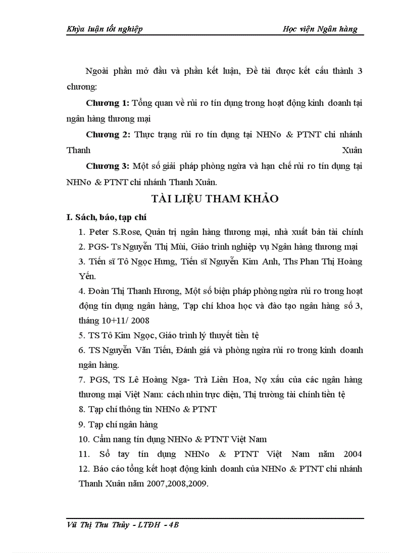 image for page Giải pháp phòng ngừa và hạn chế rủi ro tín dụng tại NHNo&PTNT chi nhánh Thanh Xuân