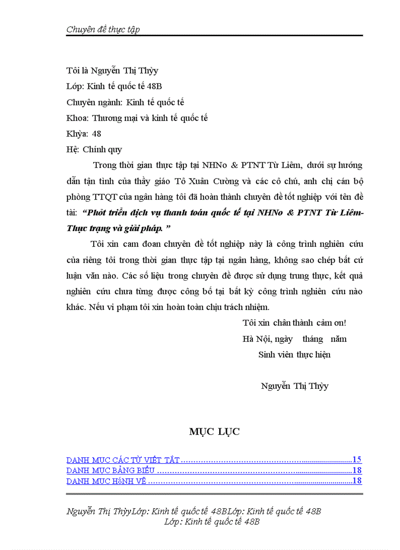 image for page Phát triển dịch vụ thanh toán quốc tế tại NHNo&PTNT Từ Liêm- Thực trạng và giải pháp