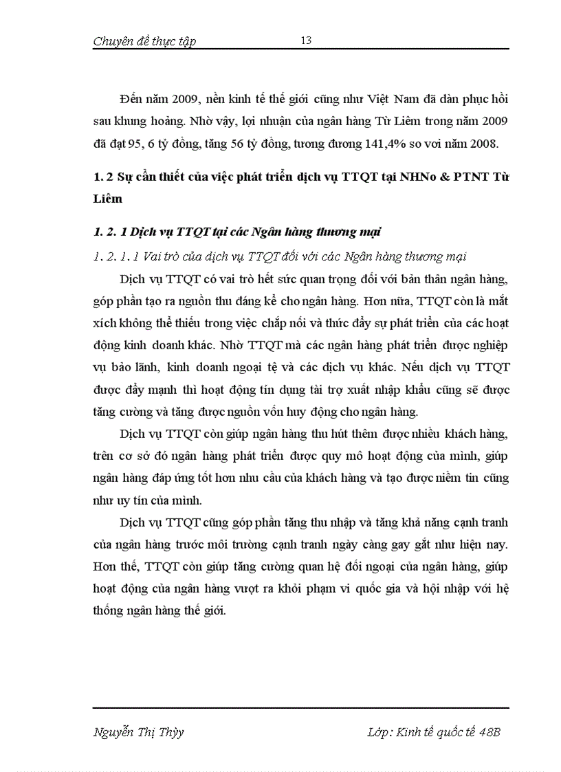 image for page Phát triển dịch vụ thanh toán quốc tế tại NHNo&PTNT Từ Liêm- Thực trạng và giải pháp