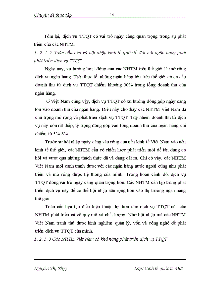 image for page Phát triển dịch vụ thanh toán quốc tế tại NHNo&PTNT Từ Liêm- Thực trạng và giải pháp