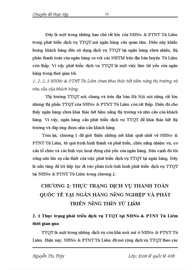 image for page Phát triển dịch vụ thanh toán quốc tế tại NHNo&PTNT Từ Liêm- Thực trạng và giải pháp