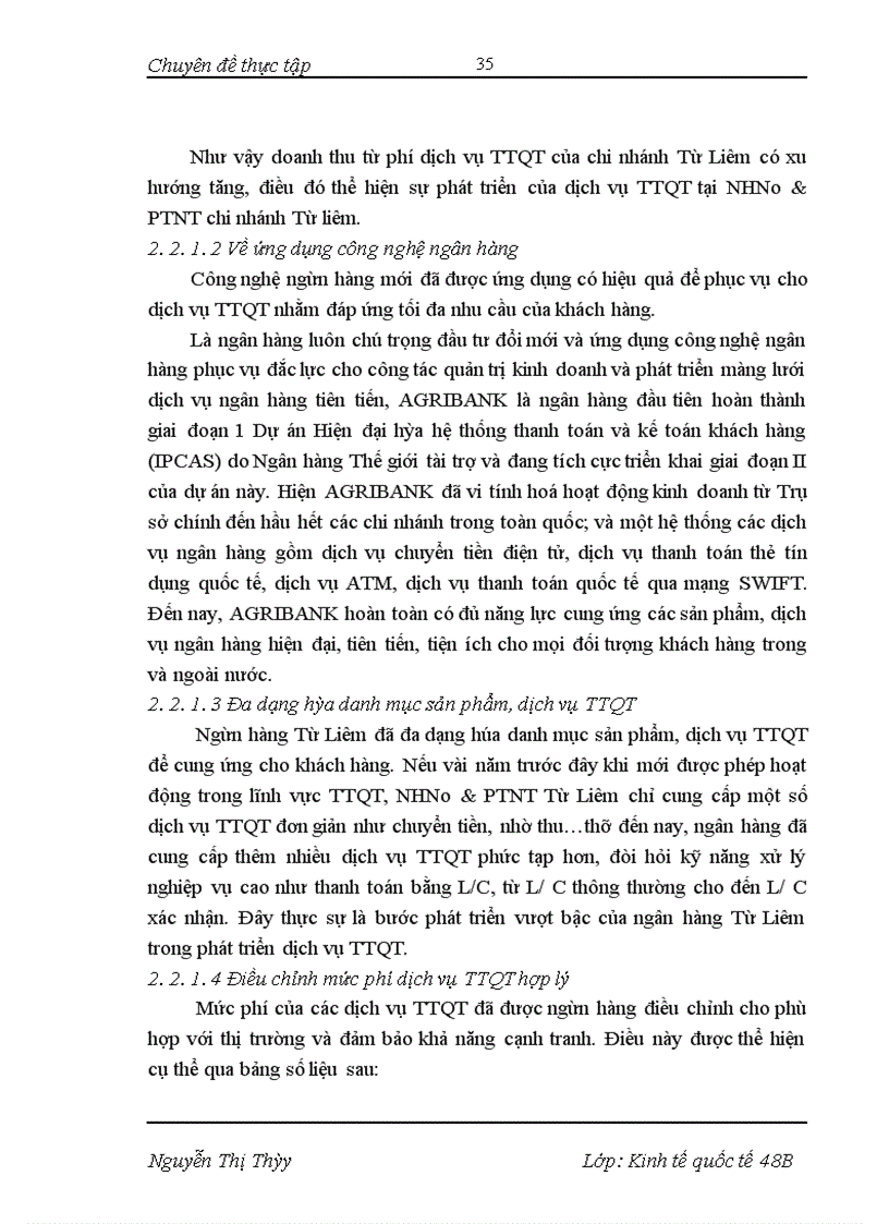 image for page Phát triển dịch vụ thanh toán quốc tế tại NHNo&PTNT Từ Liêm- Thực trạng và giải pháp