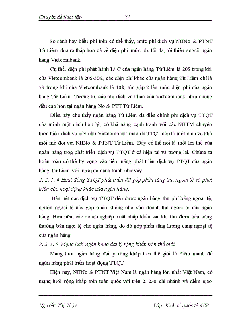 image for page Phát triển dịch vụ thanh toán quốc tế tại NHNo&PTNT Từ Liêm- Thực trạng và giải pháp