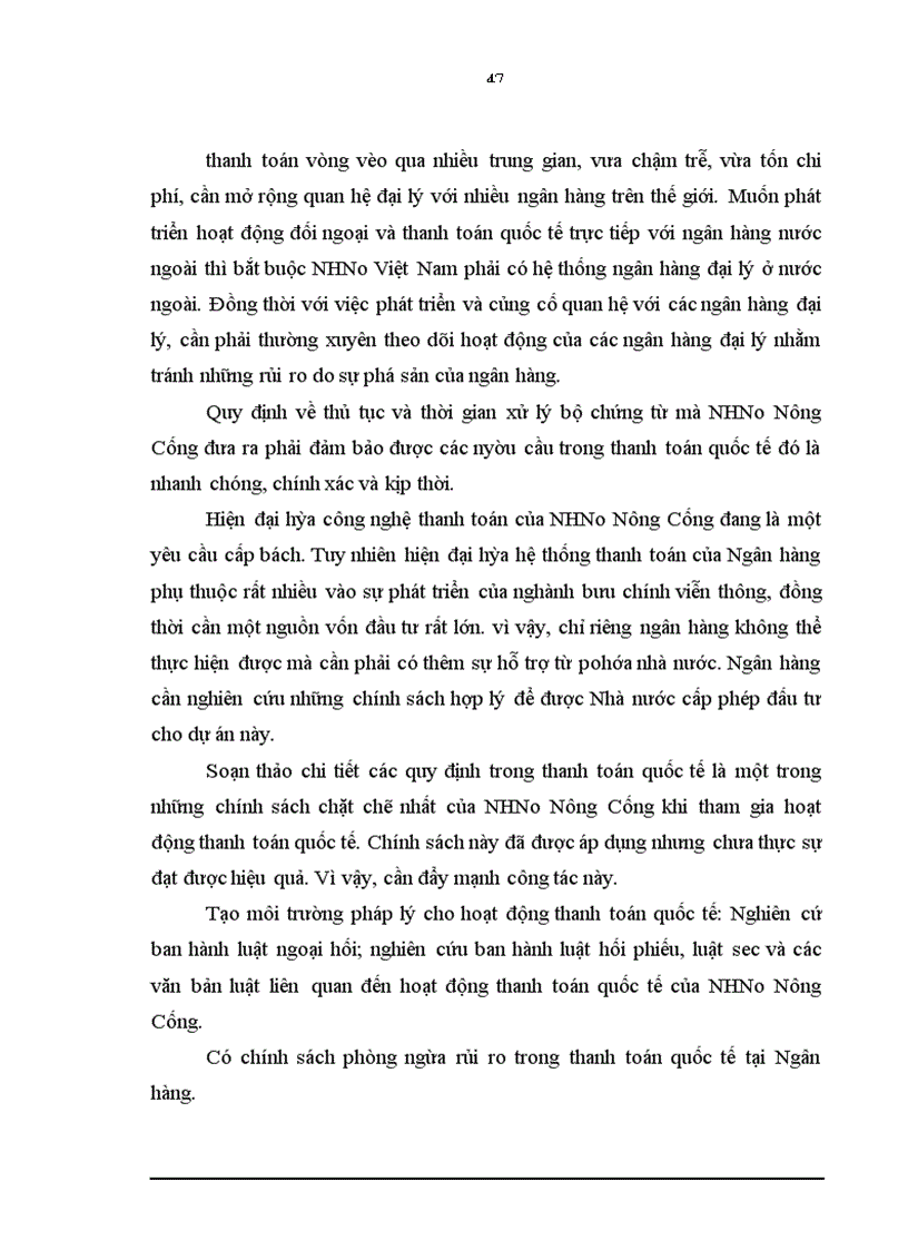 image for page Giải pháp nhằm nâng cao hiệu quả của hoạt động thanh toán quốc tế tại ngân hàng nông nghiệp và phát triển nông thôn tỉnh Thanh Hoá - chi nhánh Nông Cống