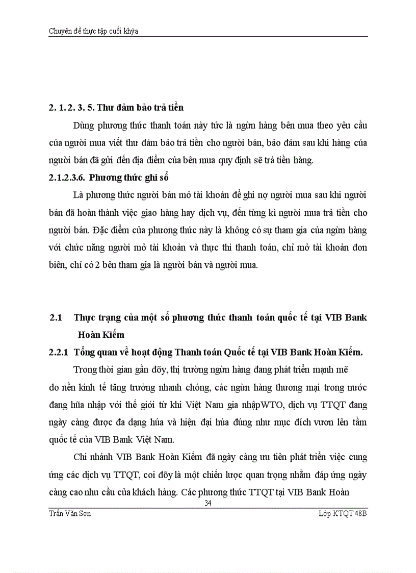 image for page Hoàn thiện hệ thống thanh toán quốc tế của ngân hàng VIB Bank Hoàn Kiếm