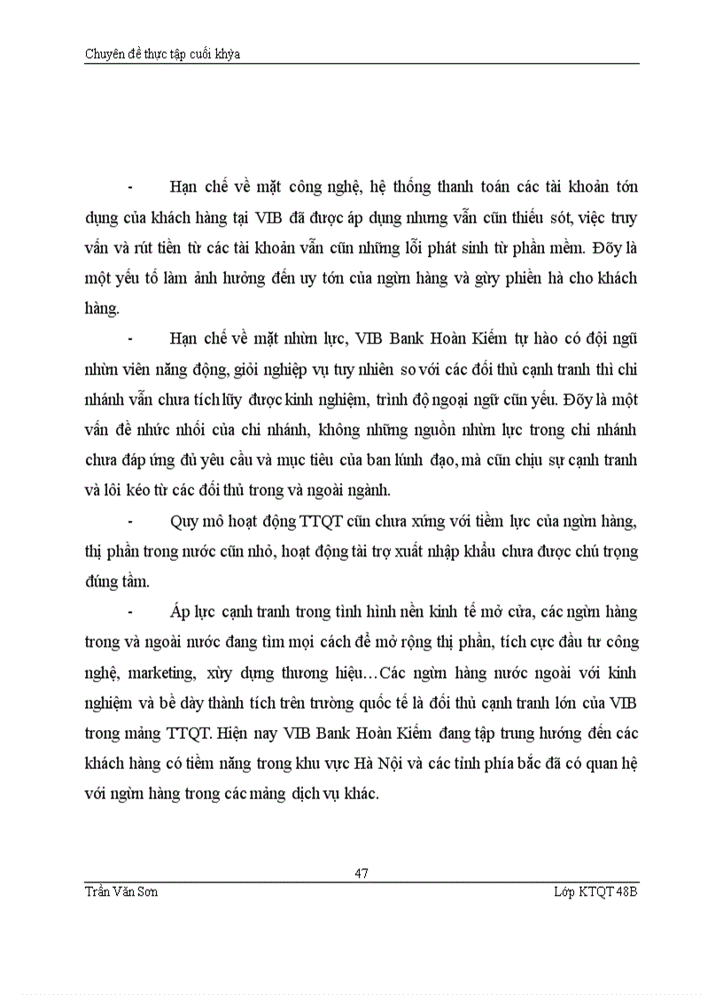 image for page Hoàn thiện hệ thống thanh toán quốc tế của ngân hàng VIB Bank Hoàn Kiếm