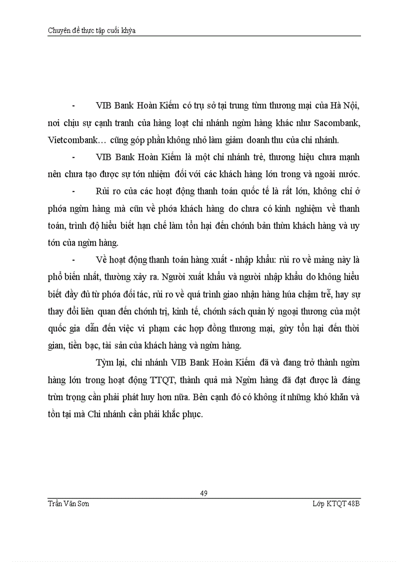 image for page Hoàn thiện hệ thống thanh toán quốc tế của ngân hàng VIB Bank Hoàn Kiếm