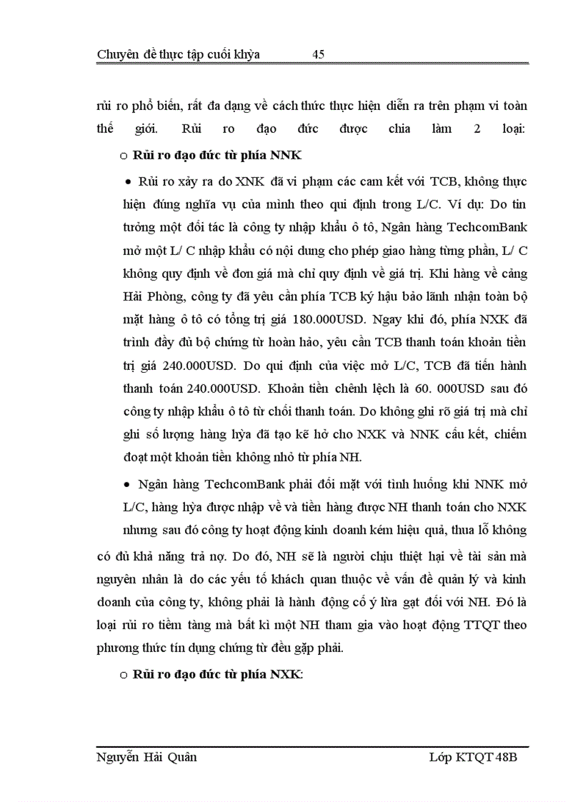 image for page Quản lý rủi ro trong hoạt động thanh toán quốc tế theo phương thức tín dụng chứng từ tại Hội sở Ngân hàng Thương mại Cổ phần Kỹ Thương Việt Nam