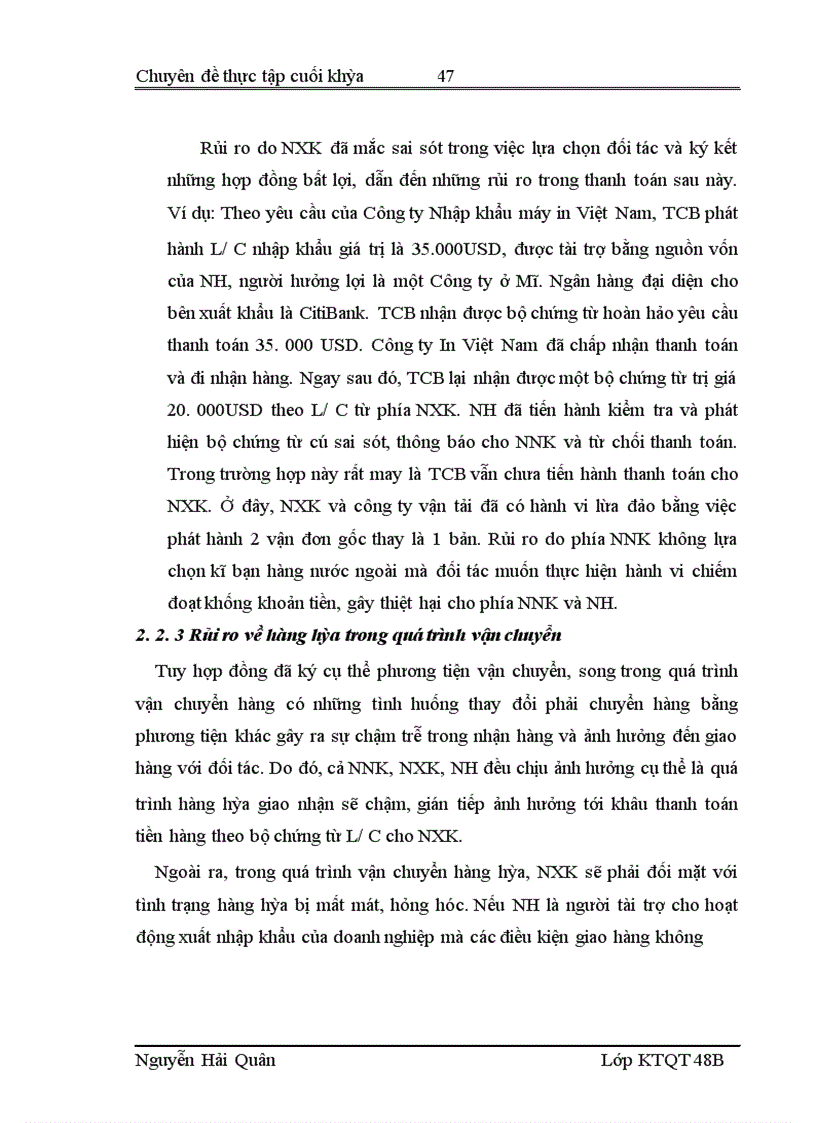image for page Quản lý rủi ro trong hoạt động thanh toán quốc tế theo phương thức tín dụng chứng từ tại Hội sở Ngân hàng Thương mại Cổ phần Kỹ Thương Việt Nam
