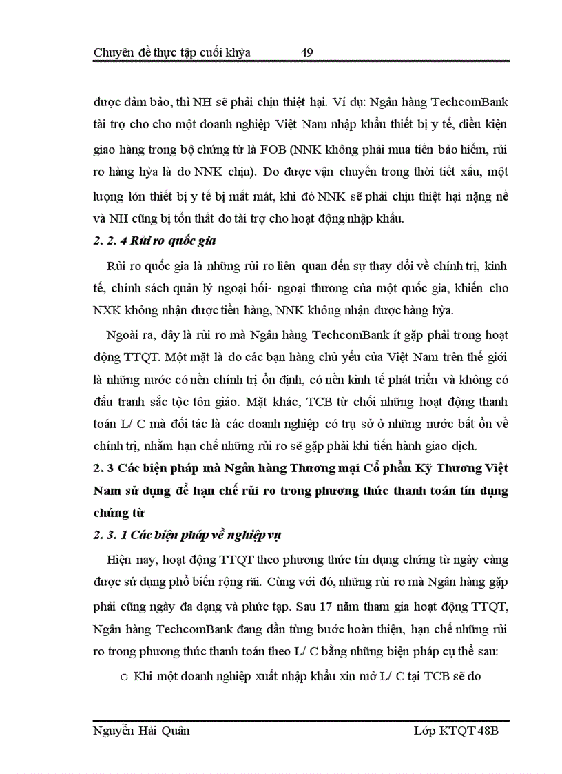 image for page Quản lý rủi ro trong hoạt động thanh toán quốc tế theo phương thức tín dụng chứng từ tại Hội sở Ngân hàng Thương mại Cổ phần Kỹ Thương Việt Nam