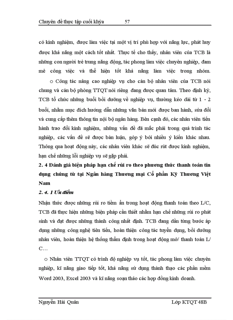 image for page Quản lý rủi ro trong hoạt động thanh toán quốc tế theo phương thức tín dụng chứng từ tại Hội sở Ngân hàng Thương mại Cổ phần Kỹ Thương Việt Nam