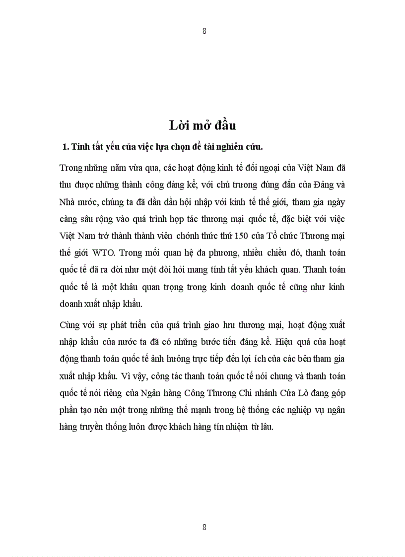 image for page Phát triển hoạt động thanh toán quốc tế tại Ngân hàng Công Thương Chi nhánh Cửa Lò