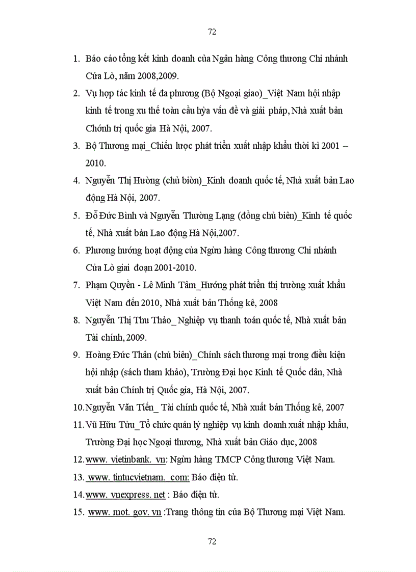 image for page Phát triển hoạt động thanh toán quốc tế tại Ngân hàng Công Thương Chi nhánh Cửa Lò