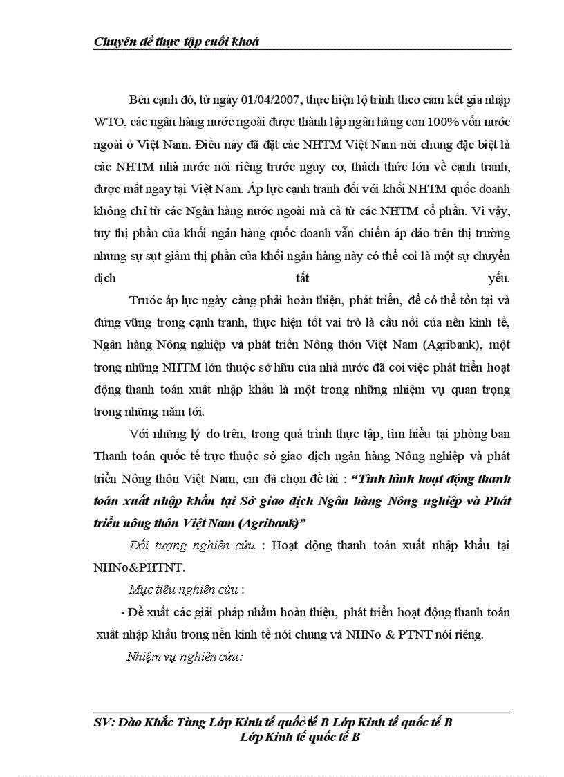 image for page Tình hình hoạt động thanh toán xuất nhập khẩu tại Sở giao dịch Ngân hàng Nông nghiệp và Phát triển Nông thôn Việt Nam (Agribank)