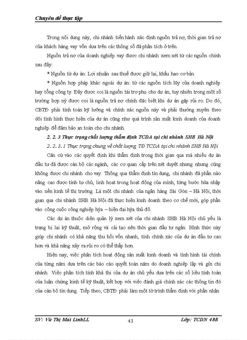 image for page Giải pháp nâng cao chất lượng thẩm định tài chính dự án trong hoạt động cho vay tại chi nhánh SHB Hà Nội.