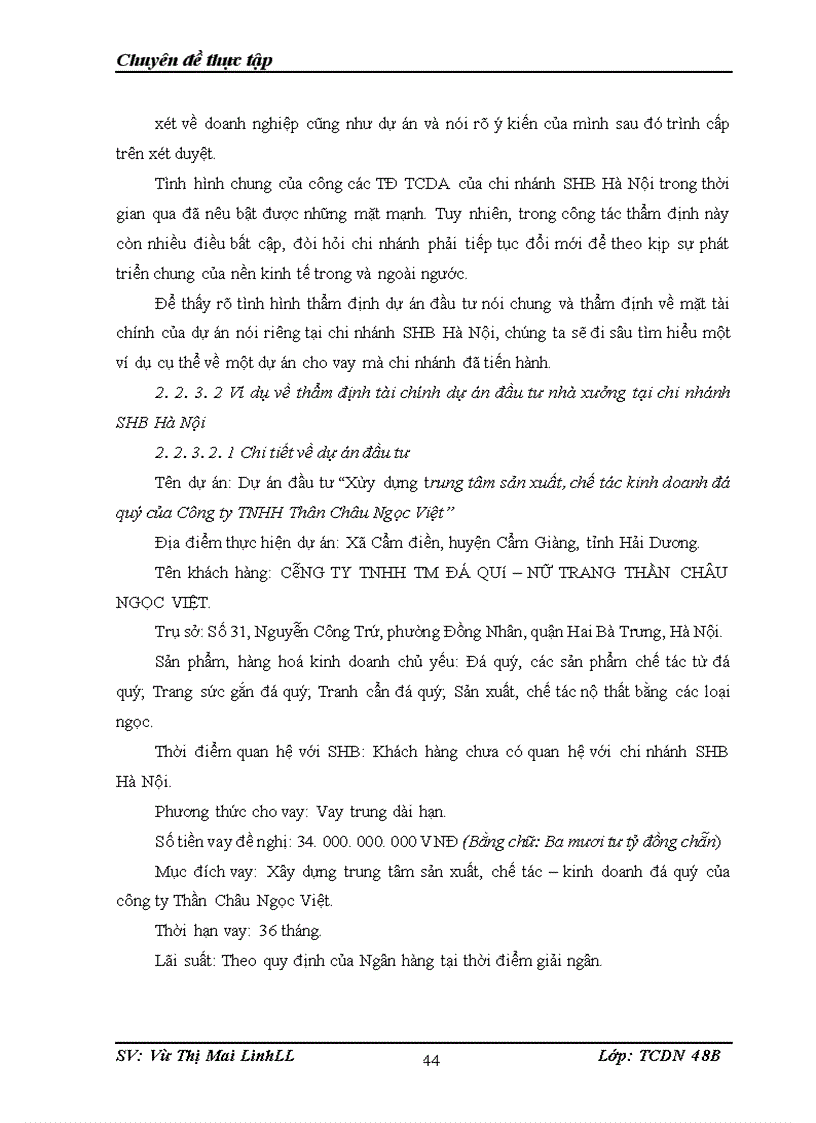 image for page Giải pháp nâng cao chất lượng thẩm định tài chính dự án trong hoạt động cho vay tại chi nhánh SHB Hà Nội.