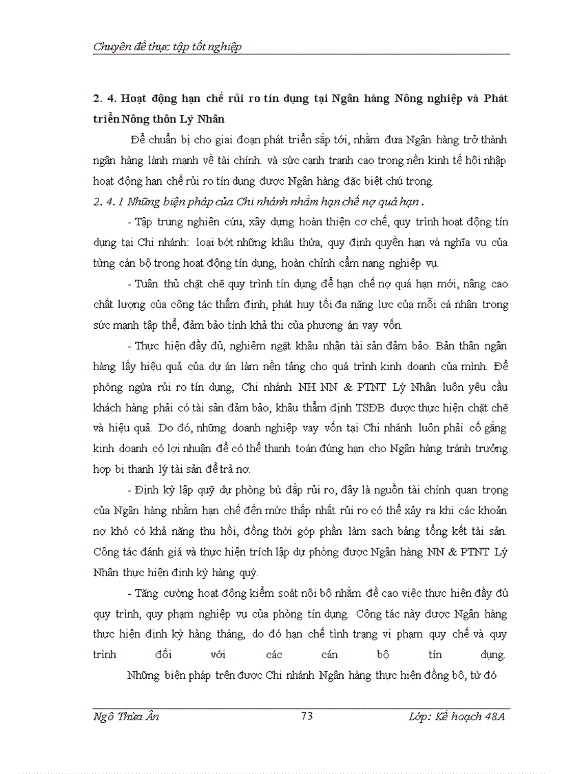image for page Rủi ro trong hoạt động cho vay tại Ngân hàng Nông nghiệp và phát triển nông thôn Chi nhánh Lý Nhân – Hà Nam