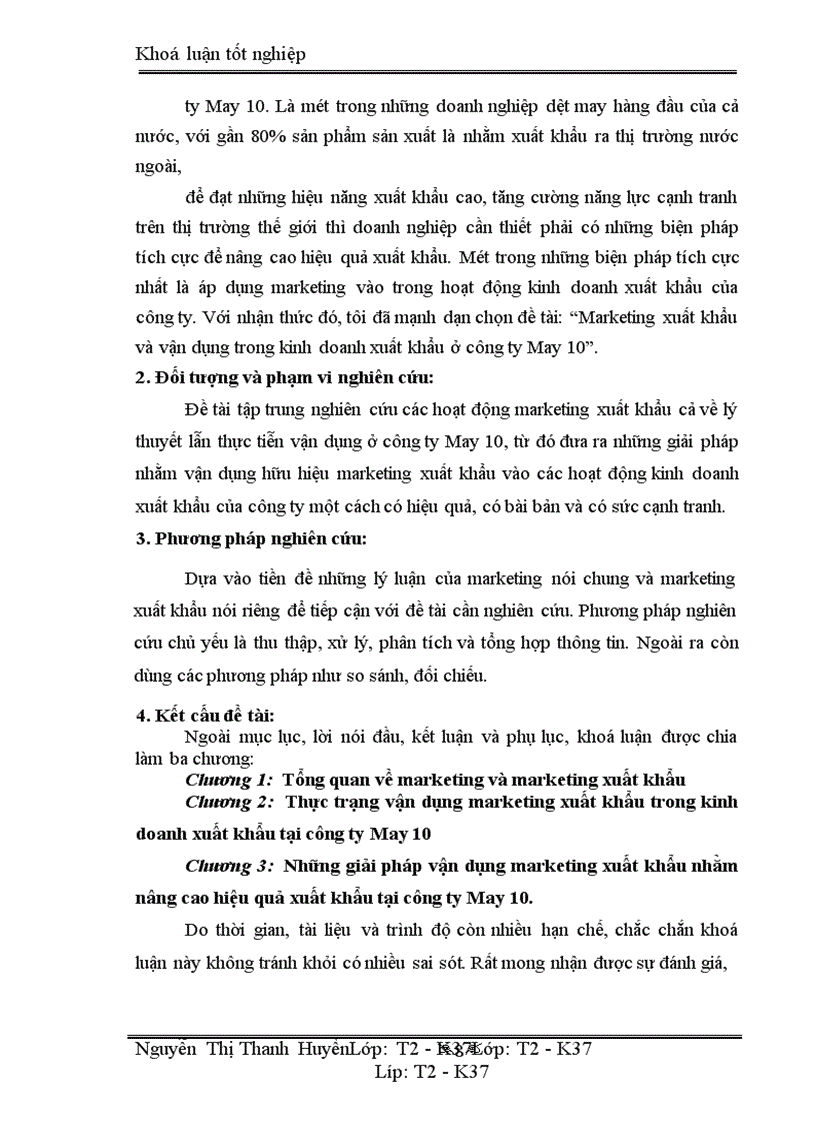 image for page Marketing xuất khẩu và vận dụng trong kinh doanh xuất khẩu ở công ty may 10