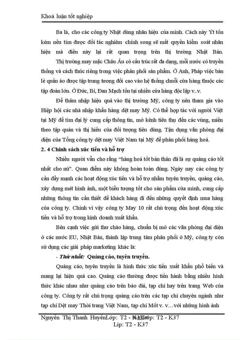 image for page Marketing xuất khẩu và vận dụng trong kinh doanh xuất khẩu ở công ty may 10