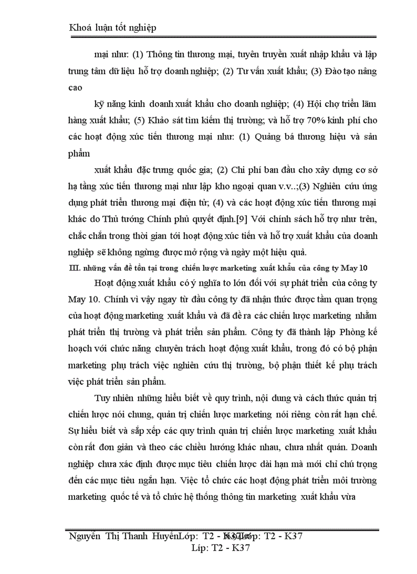 image for page Marketing xuất khẩu và vận dụng trong kinh doanh xuất khẩu ở công ty may 10