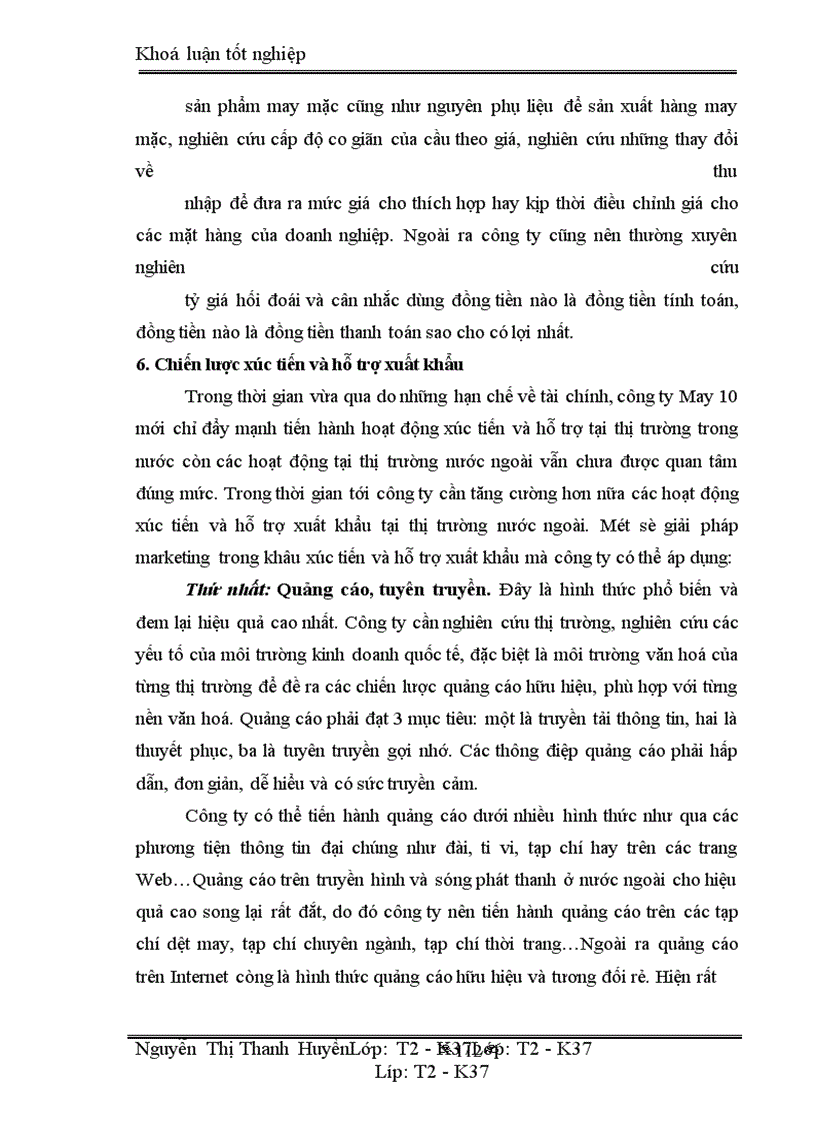 image for page Marketing xuất khẩu và vận dụng trong kinh doanh xuất khẩu ở công ty may 10
