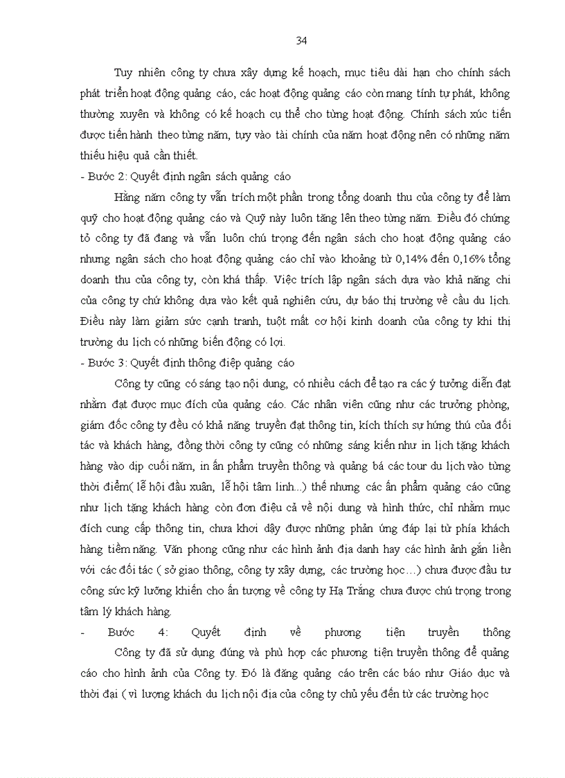 image for page Giải pháp hoàn thiện hoạt động quảng cáo đối với thị trường khách du lịch nội địa của Công ty TNHH thương mại và du lịch Hạ Trắng