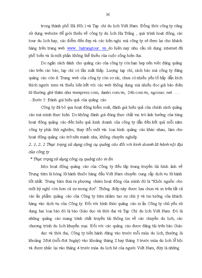 image for page Giải pháp hoàn thiện hoạt động quảng cáo đối với thị trường khách du lịch nội địa của Công ty TNHH thương mại và du lịch Hạ Trắng