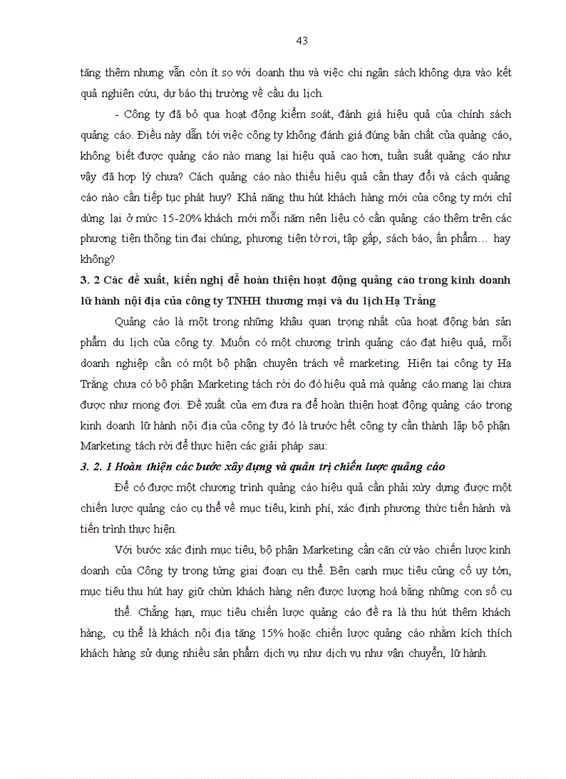 image for page Giải pháp hoàn thiện hoạt động quảng cáo đối với thị trường khách du lịch nội địa của Công ty TNHH thương mại và du lịch Hạ Trắng