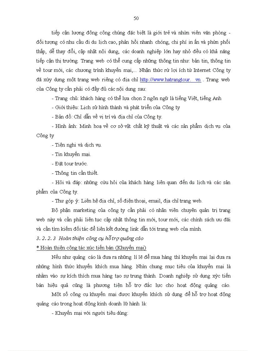 image for page Giải pháp hoàn thiện hoạt động quảng cáo đối với thị trường khách du lịch nội địa của Công ty TNHH thương mại và du lịch Hạ Trắng
