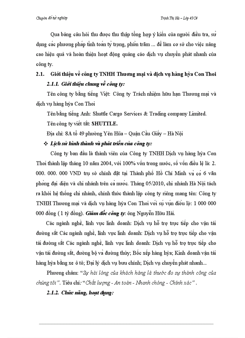 image for page Phát triển hoạt động quảng cáo dịch vụ chuyển phát nhanh của Công ty TNHH Thương mại và dịch vụ hàng hóa Con Thoi trên thị trường Hà Nội