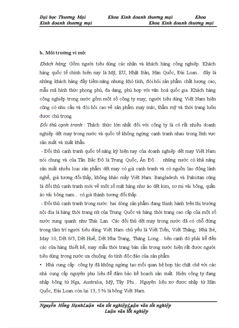 image for page Phát triển chính sách marketing sản phẩm dệt may xuất khẩu của công ty TNHH sản xuất & thương mại Tân Bắc Đô sang thị trường EU