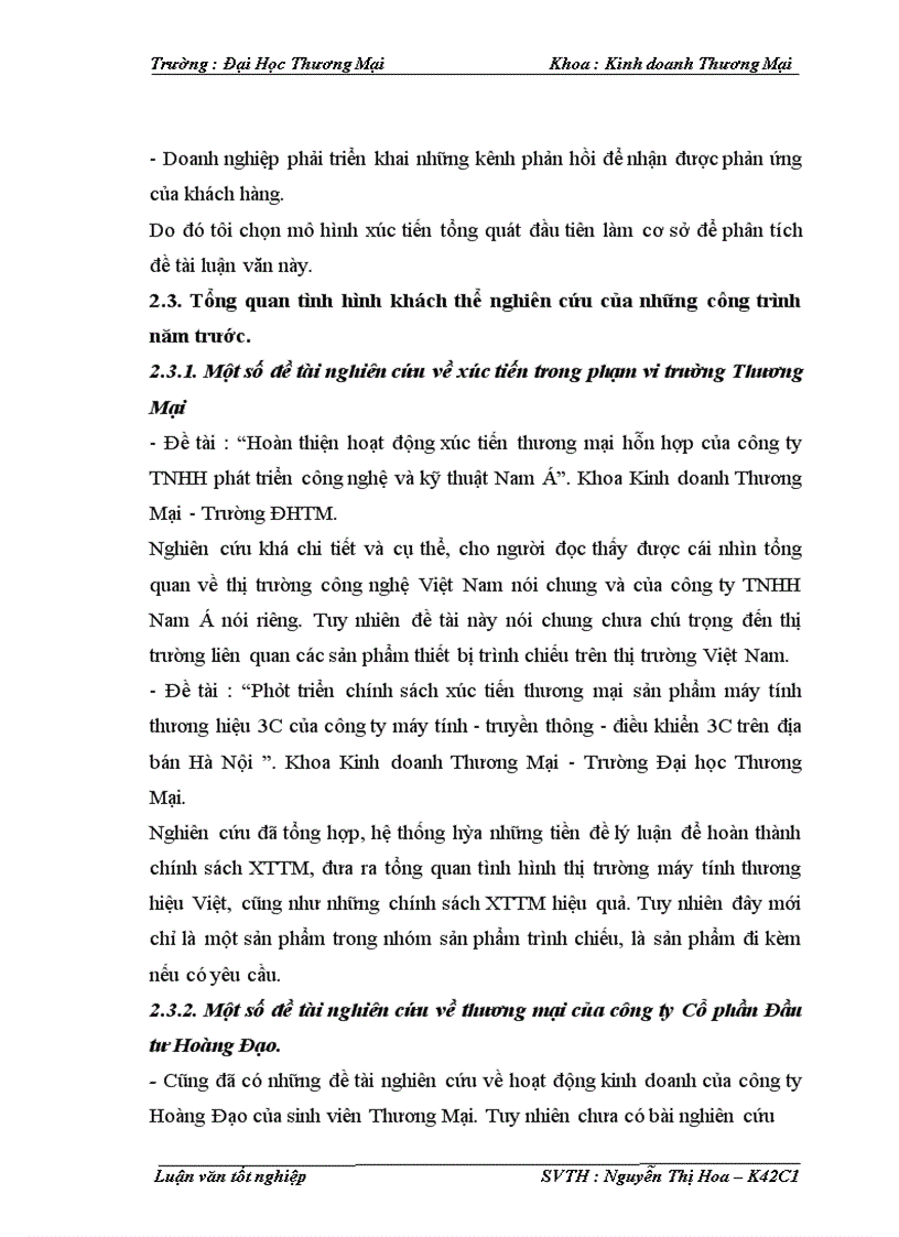 image for page Phát triển phối thức xúc tiến thương mại sản phẩm thiết bị trình chiếu của công ty Cổ phần Đầu tư Hoàng Đạo trên thị trường Miền Bắc