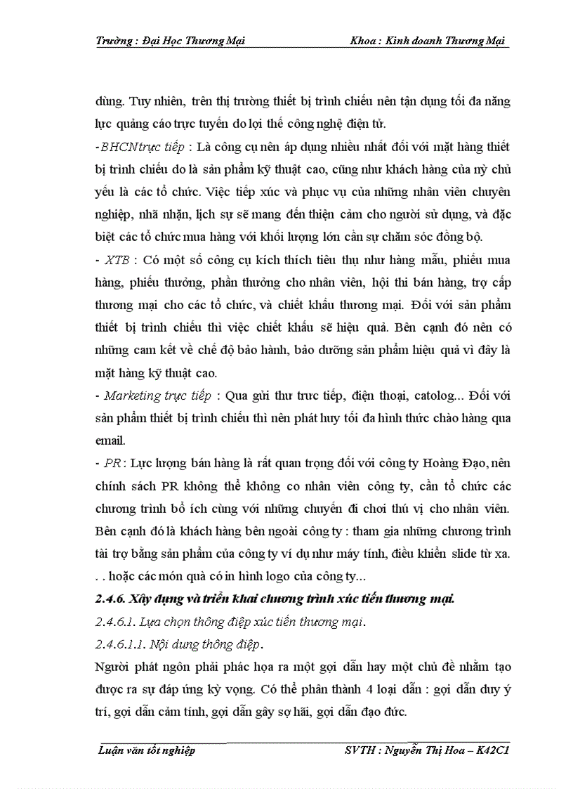 image for page Phát triển phối thức xúc tiến thương mại sản phẩm thiết bị trình chiếu của công ty Cổ phần Đầu tư Hoàng Đạo trên thị trường Miền Bắc