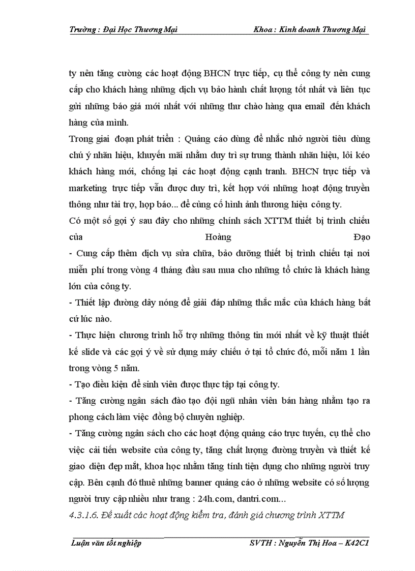 image for page Phát triển phối thức xúc tiến thương mại sản phẩm thiết bị trình chiếu của công ty Cổ phần Đầu tư Hoàng Đạo trên thị trường Miền Bắc