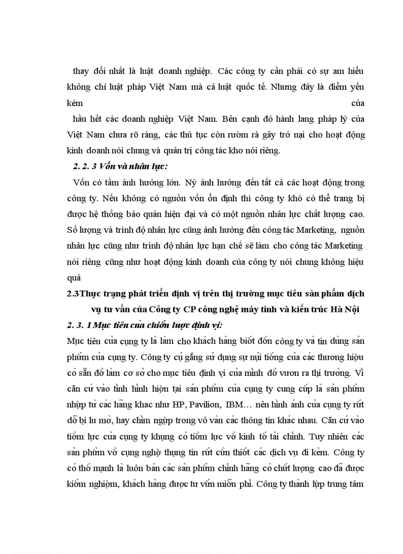 image for page Phát triển định vị trên thị trường mục tiêu sản phẩm dịch vụ tư vấn của Công ty CP công nghệ máy tính và kiến trúc Hà Nội