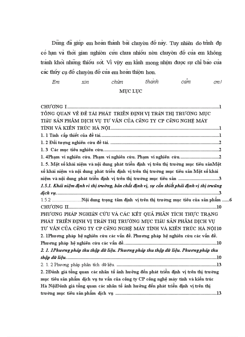 image for page Phát triển định vị trên thị trường mục tiêu sản phẩm dịch vụ tư vấn của Công ty CP công nghệ máy tính và kiến trúc Hà Nội