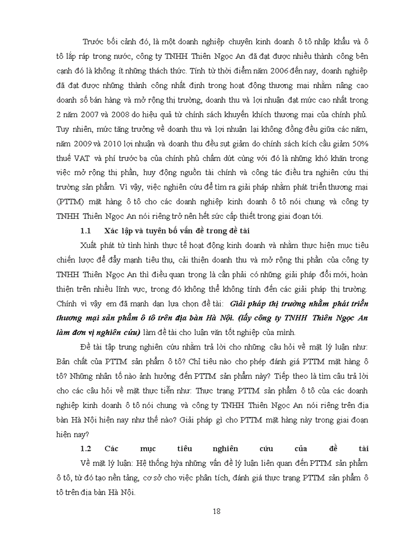 image for page Giải pháp thị trường nhằm phát triển thương mại sản phẩm ô tô trên địa bàn Hà Nội. (lấy công ty TNHH Thiên Ngọc An làm đơn vị nghiên cứu