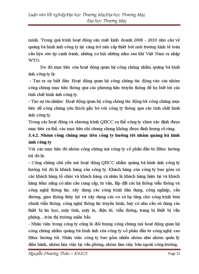 image for page Phát triển hoạt động quan hệ công chúng (PR) nhằm quảng bá hình ảnh của công ty cổ phần đầu tư công nghệ cao Hitec trên thị trường miền bắc