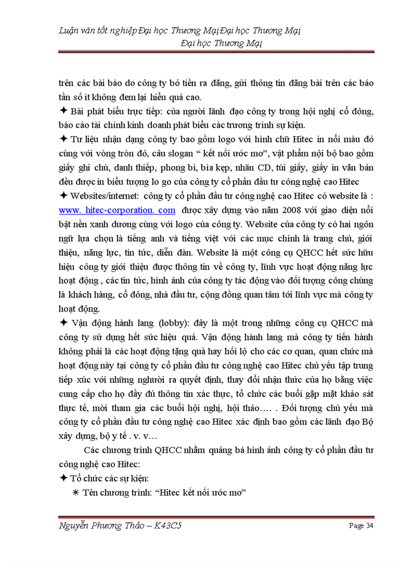 image for page Phát triển hoạt động quan hệ công chúng (PR) nhằm quảng bá hình ảnh của công ty cổ phần đầu tư công nghệ cao Hitec trên thị trường miền bắc