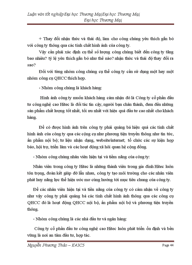 image for page Phát triển hoạt động quan hệ công chúng (PR) nhằm quảng bá hình ảnh của công ty cổ phần đầu tư công nghệ cao Hitec trên thị trường miền bắc