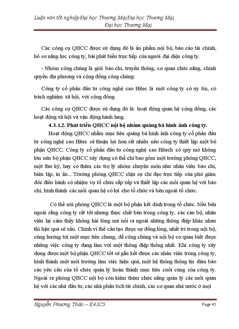 image for page Phát triển hoạt động quan hệ công chúng (PR) nhằm quảng bá hình ảnh của công ty cổ phần đầu tư công nghệ cao Hitec trên thị trường miền bắc