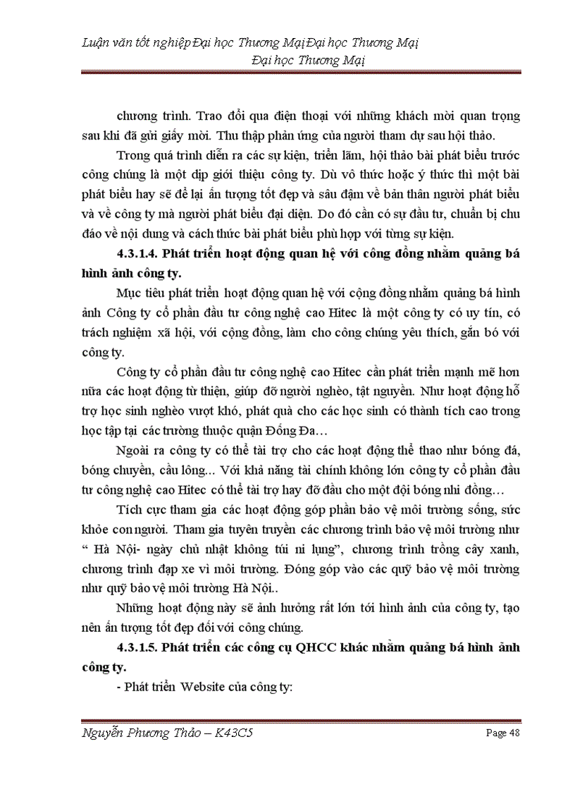image for page Phát triển hoạt động quan hệ công chúng (PR) nhằm quảng bá hình ảnh của công ty cổ phần đầu tư công nghệ cao Hitec trên thị trường miền bắc