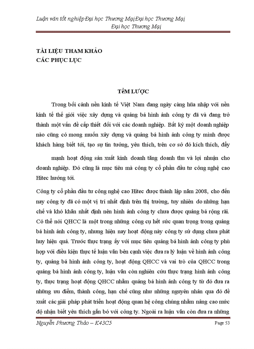 image for page Phát triển hoạt động quan hệ công chúng (PR) nhằm quảng bá hình ảnh của công ty cổ phần đầu tư công nghệ cao Hitec trên thị trường miền bắc
